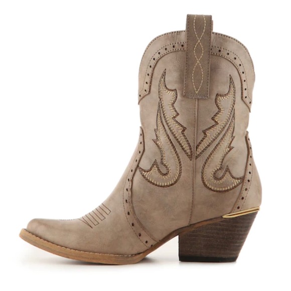 Volatile Shoes - Volatile calico nude neutral vegan leather cowboy weather boots size 8